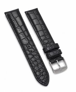Pasek Hirsch 0180L.01.24 XL do zegarka 24 mm – czarny, wzór zwierzęcy, srebrna sprzączka, black.jpg